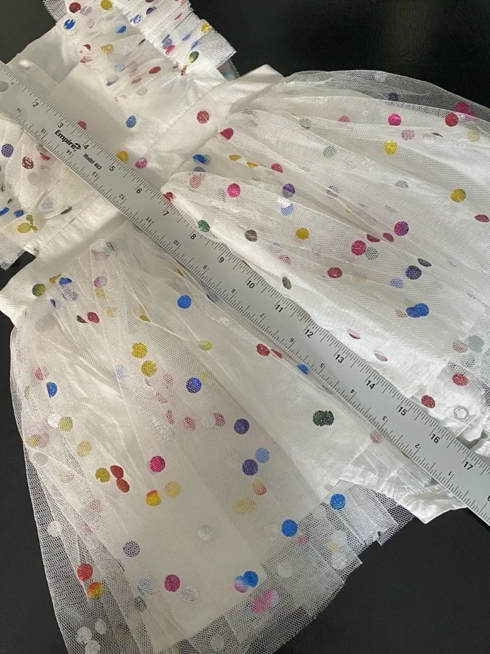 Source Unknown White Tulle Party Dress with Multicolor Dots